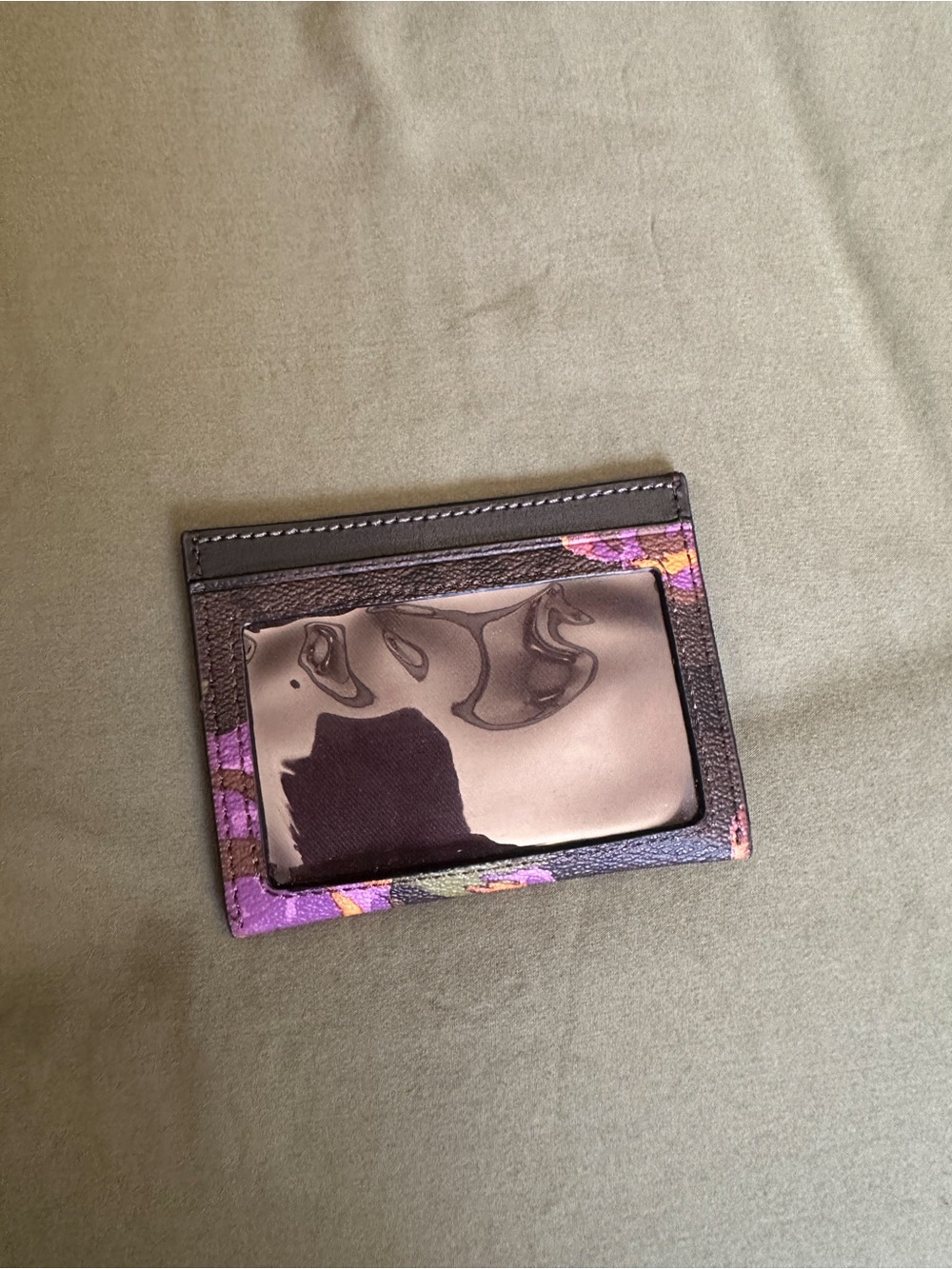 NWOT Coach Black Card Case with Multicolor Floral Print - Picture 3 of 5